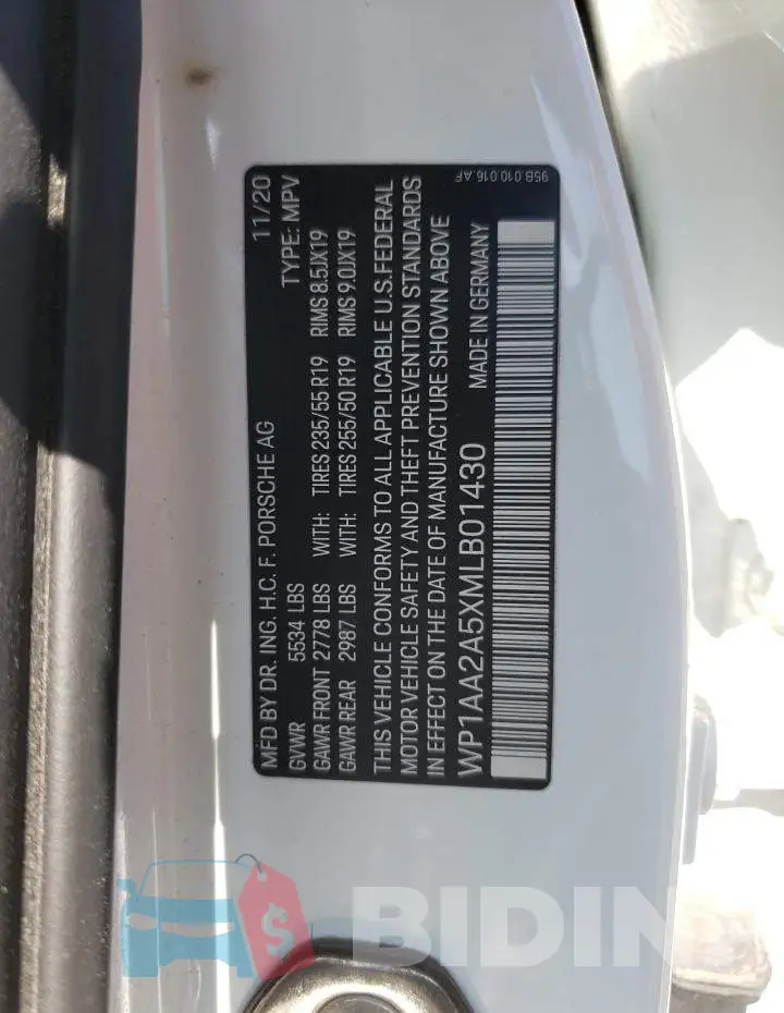 WP1AA2A5XMLB01430 Photo# 13