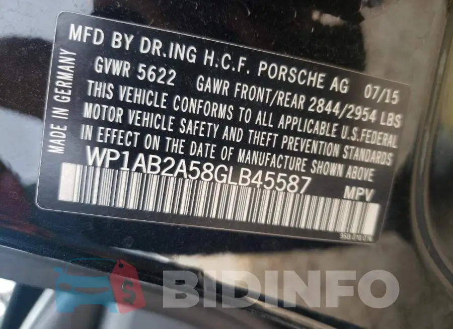WP1AB2A58GLB45587 Photo# 13