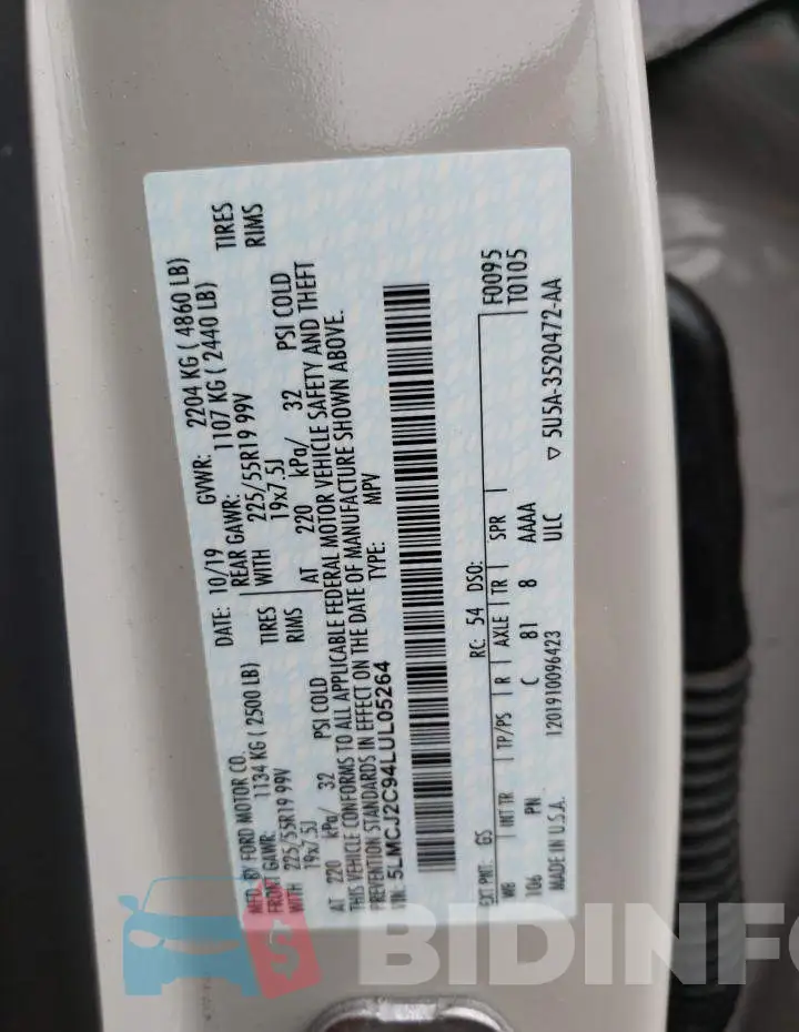 5LMCJ2C94LUL05264 Photo# 13