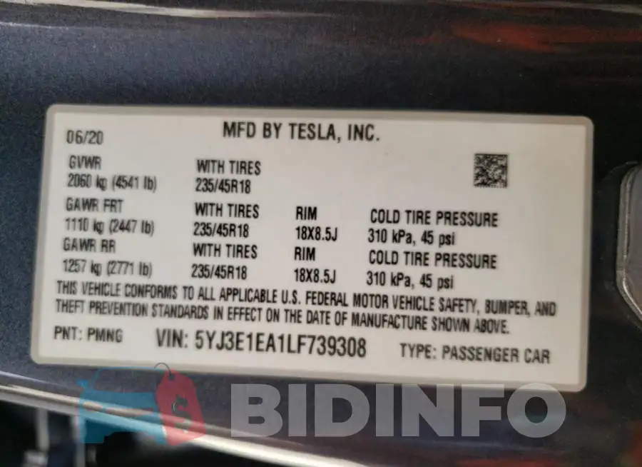 5YJ3E1EA1LF739308 Photo# 13