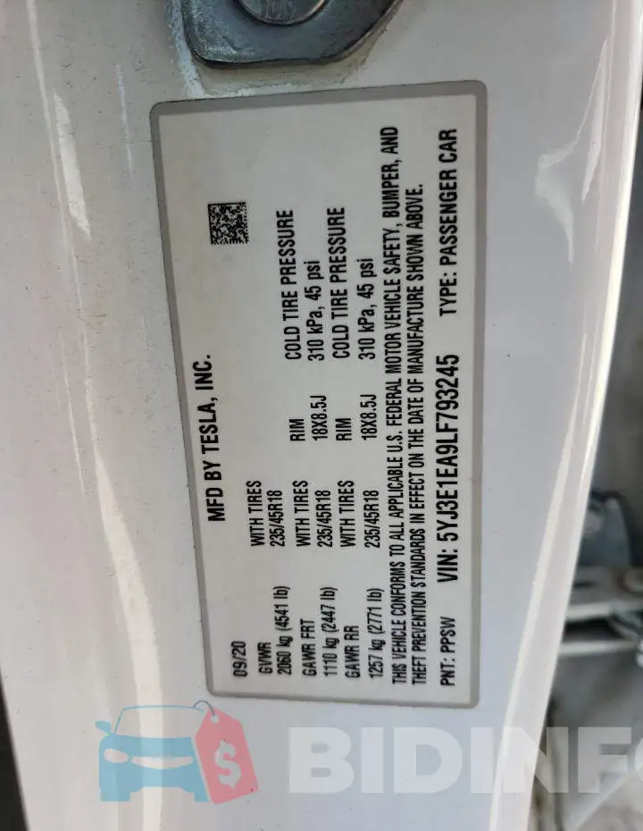 5YJ3E1EA9LF793245 Photo# 12