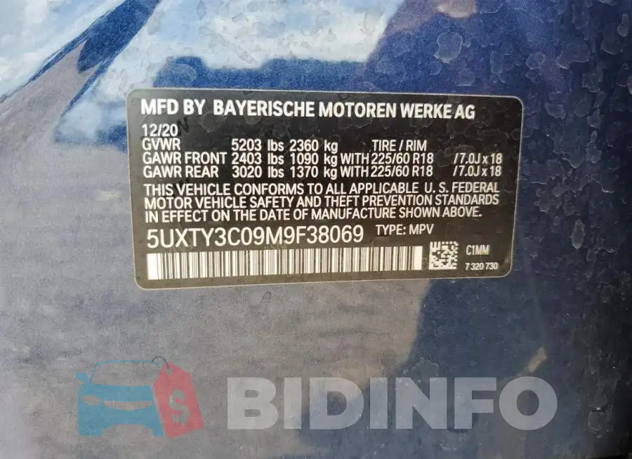 5UXTY3C09M9F38069 Photo# 13