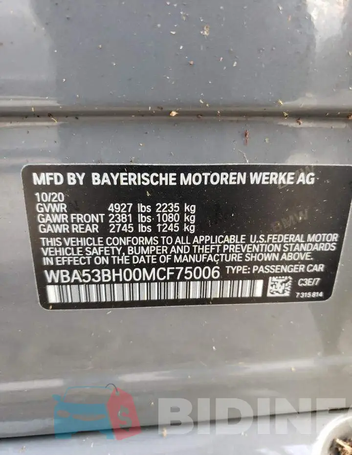 WBA53BH00MCF75006 Photo# 13
