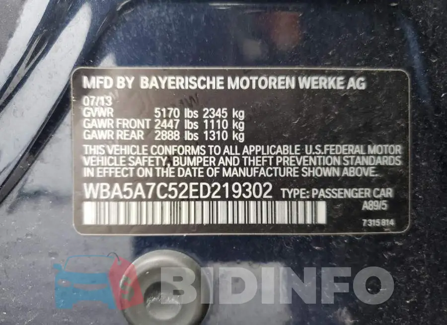 WBA5A7C52ED219302 Photo# 12