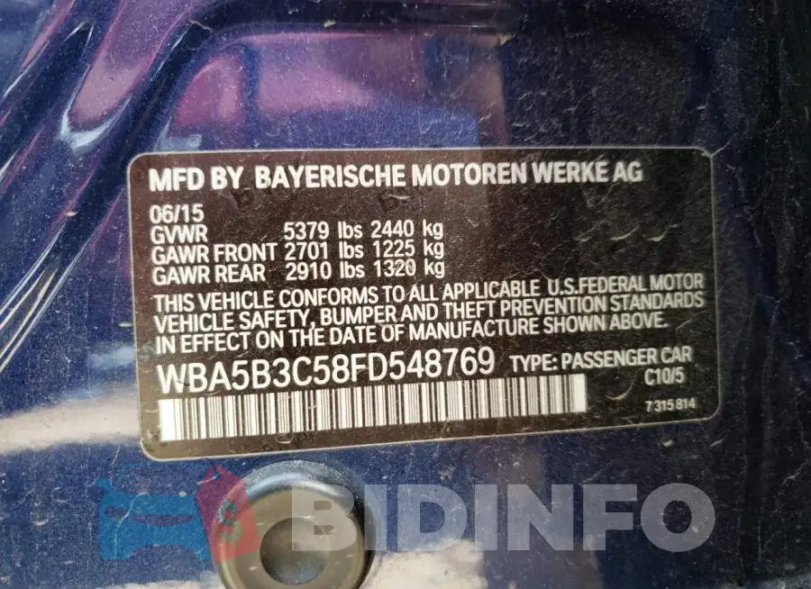 WBA5B3C58FD548769 Photo# 12