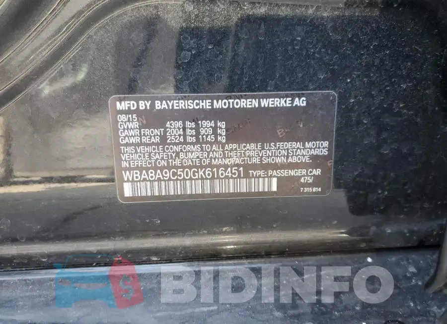WBA8A9C50GK616451 Photo# 13