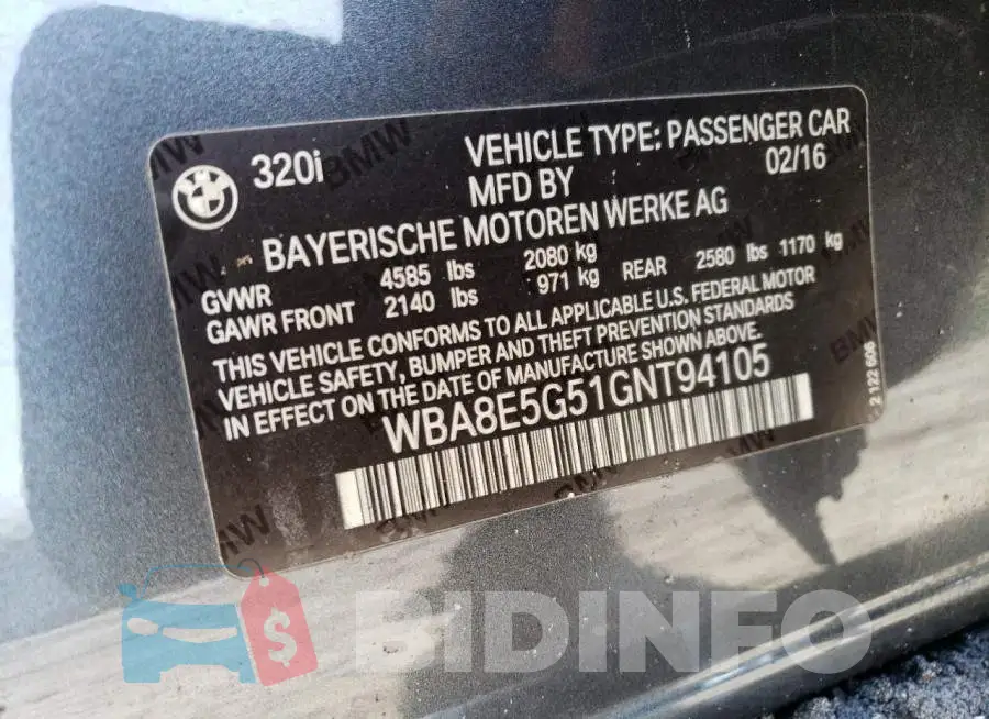 WBA8E5G51GNT94105 Photo# 12