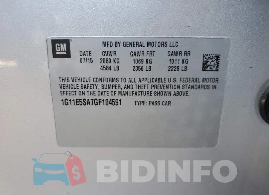 1G11E5SA7GF104591 Photo# 12