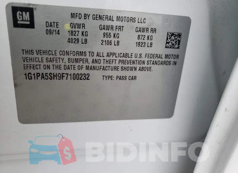 1G1PA5SH9F7100232 Photo# 12