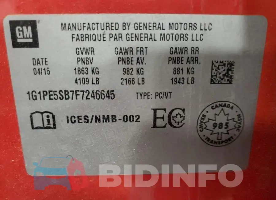 1G1PE5SB7F7246645 Photo# 13