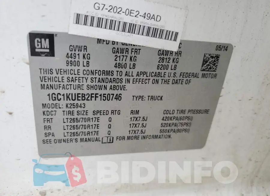 1GC1KUEB2FF150746 Photo# 12