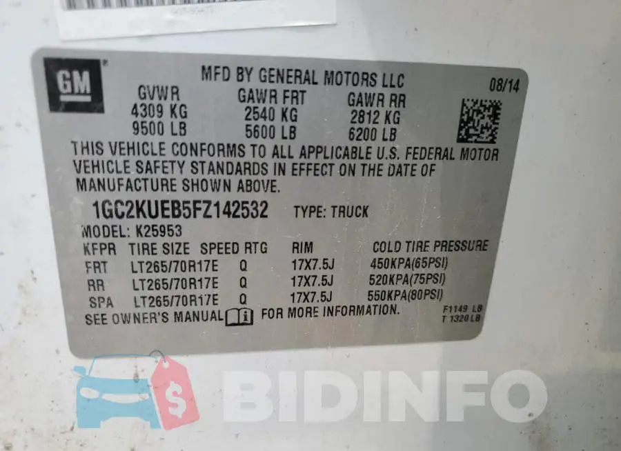 1GC2KUEB5FZ142532 Photo# 12