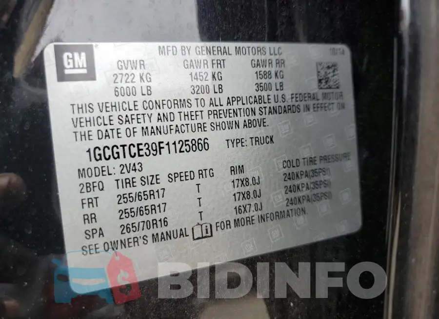 1GCGTCE39F1125866 Photo# 12