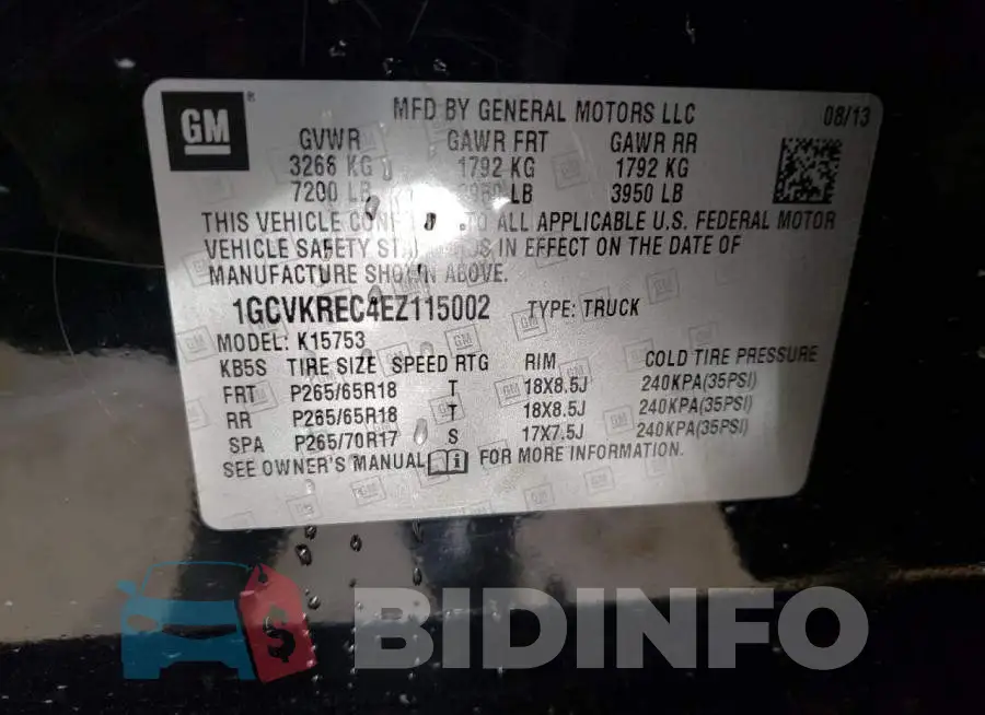 1GCVKREC4EZ115002 Photo# 12