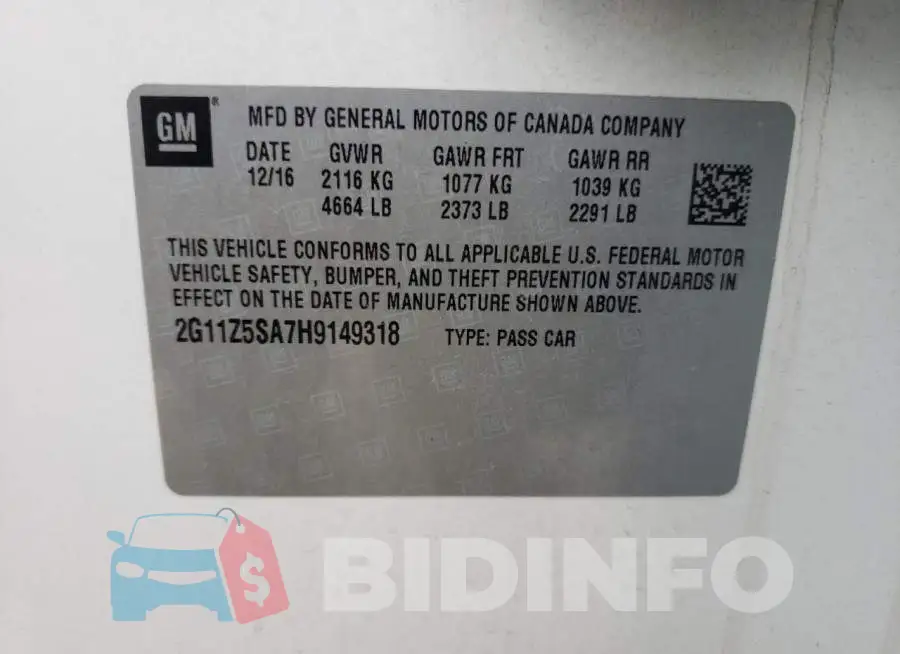2G11Z5SA7H9149318 Photo# 12