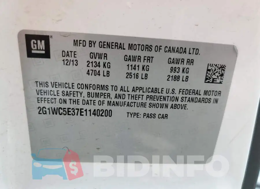 2G1WC5E37E1140200 Photo# 12