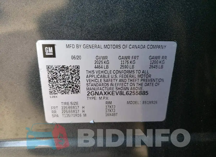 2GNAXKEV8L6255885 Photo# 12