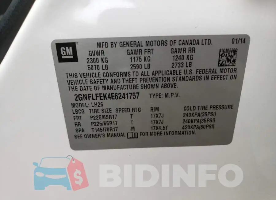 2GNFLFEK4E6241757 Photo# 13