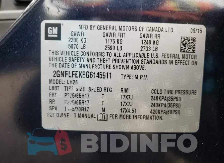 2GNFLFEK8G6145911 Photo# 13