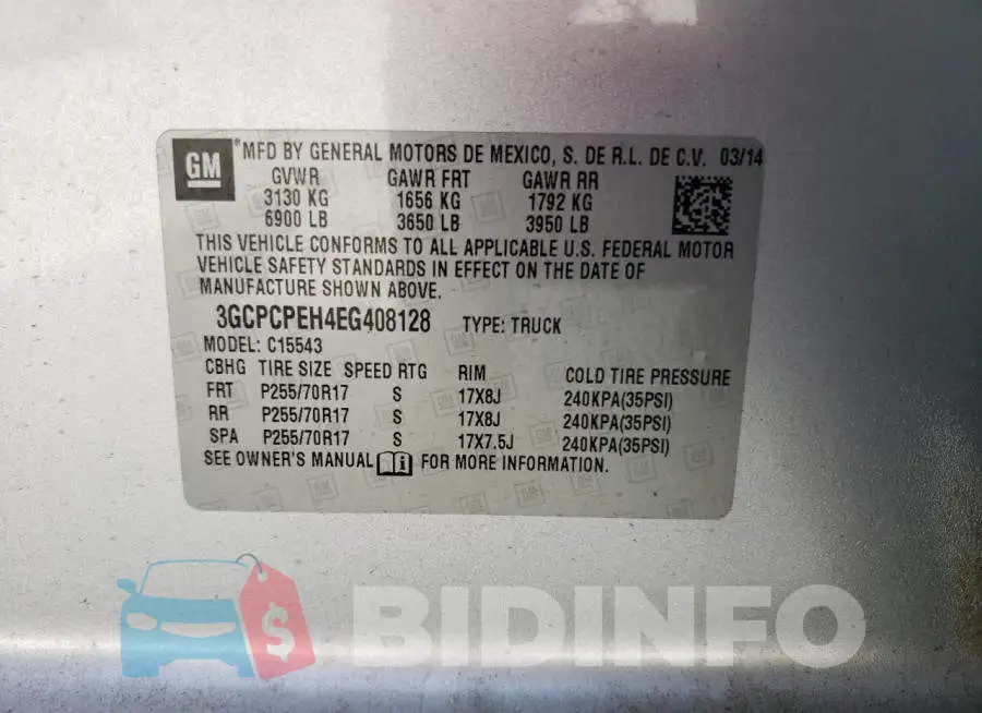 3GCPCPEH4EG408128 Photo# 12