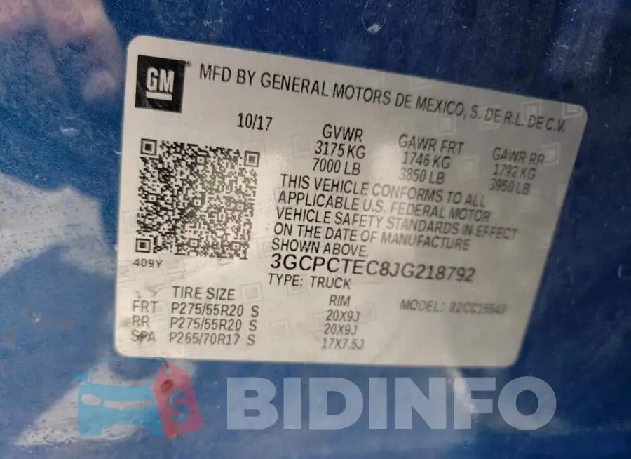 3GCPCTEC8JG218792 Photo# 12