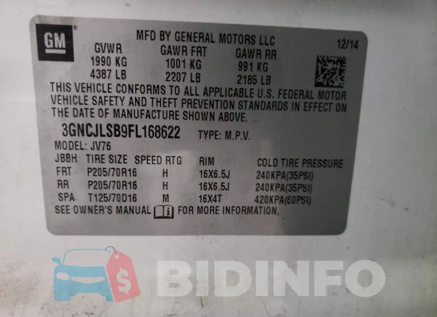 3GNCJLSB9FL168622 Photo# 13