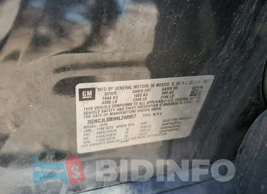 3GNCJLSB9HL248957 Photo# 12