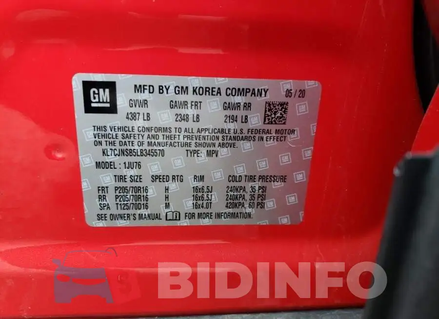 KL7CJNSB5LB345570 Photo# 13