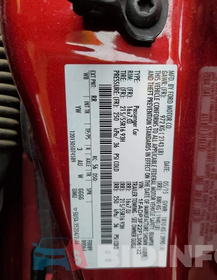 1FADP3F22FL306122 Photo# 12