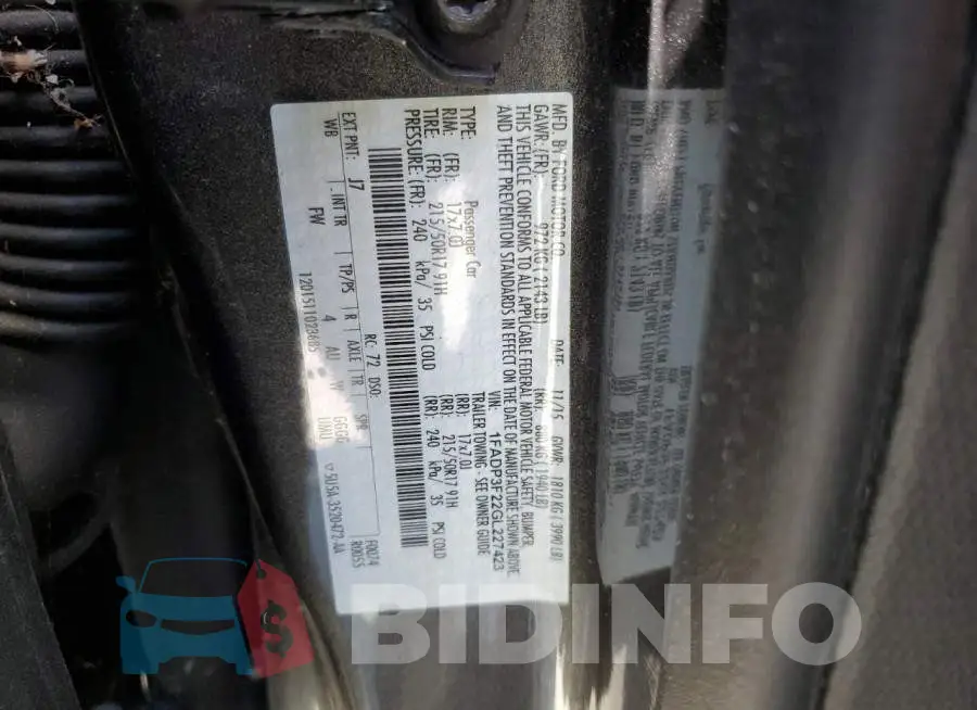 1FADP3F22GL227423 Photo# 12