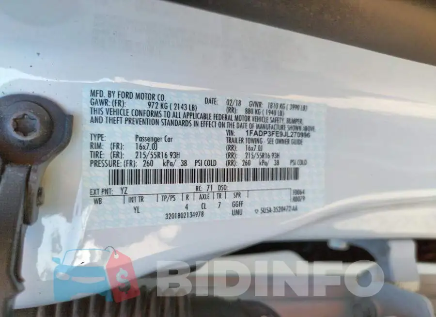 1FADP3FE9JL270996 Photo# 12