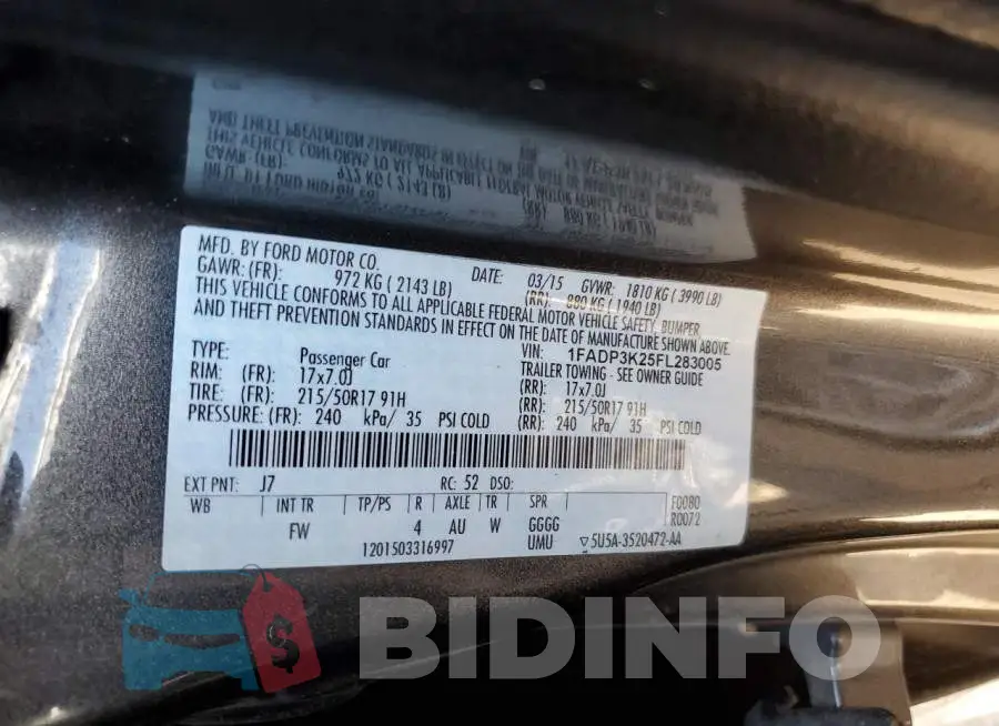 1FADP3K25FL283005 Photo# 12
