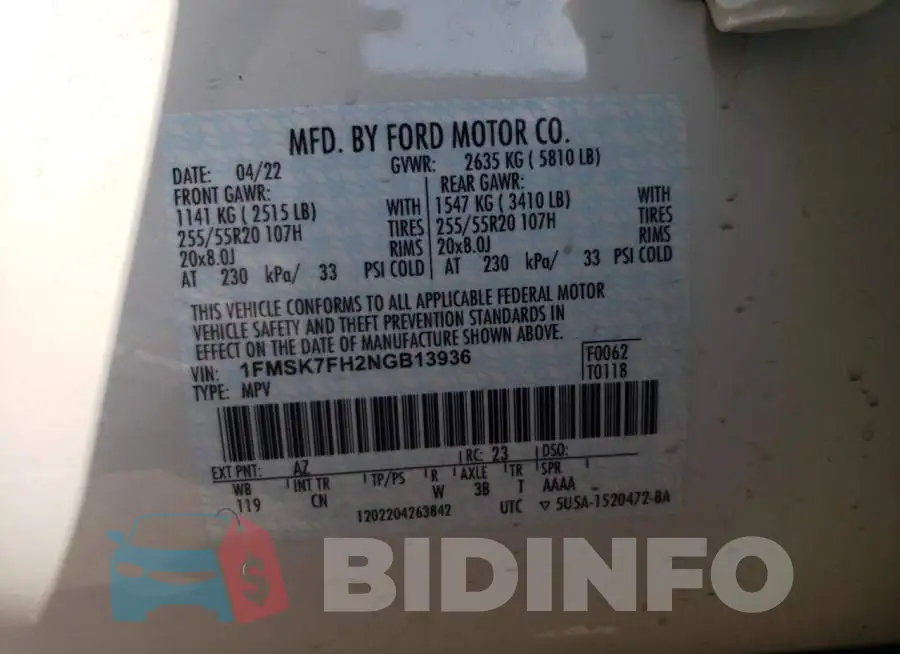 1FMSK7FH2NGB13936 Photo# 13