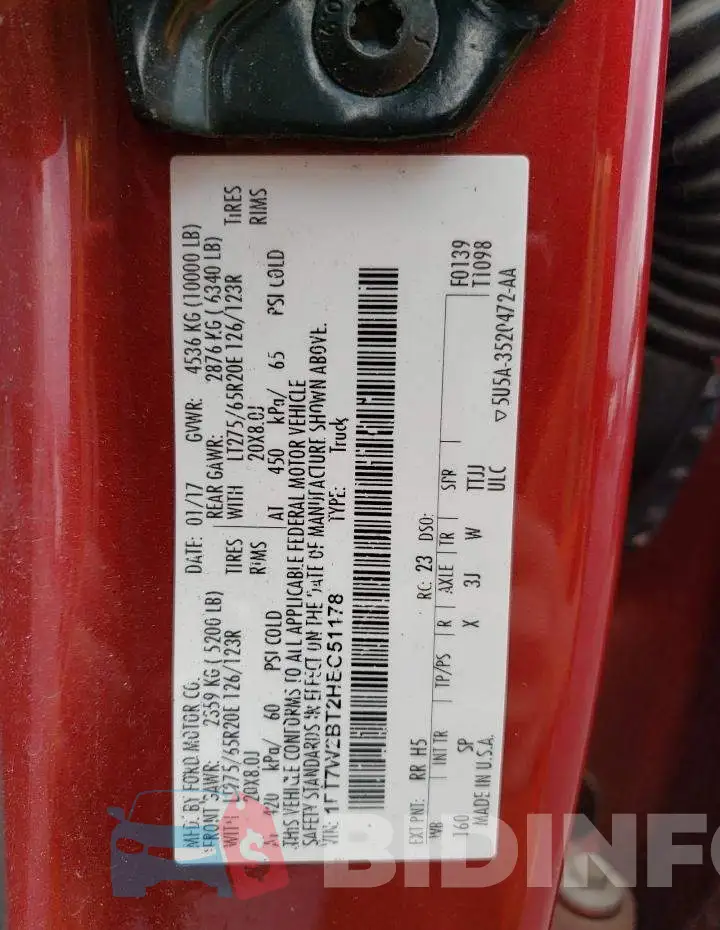 1FT7W2BT2HEC51178 Photo# 12