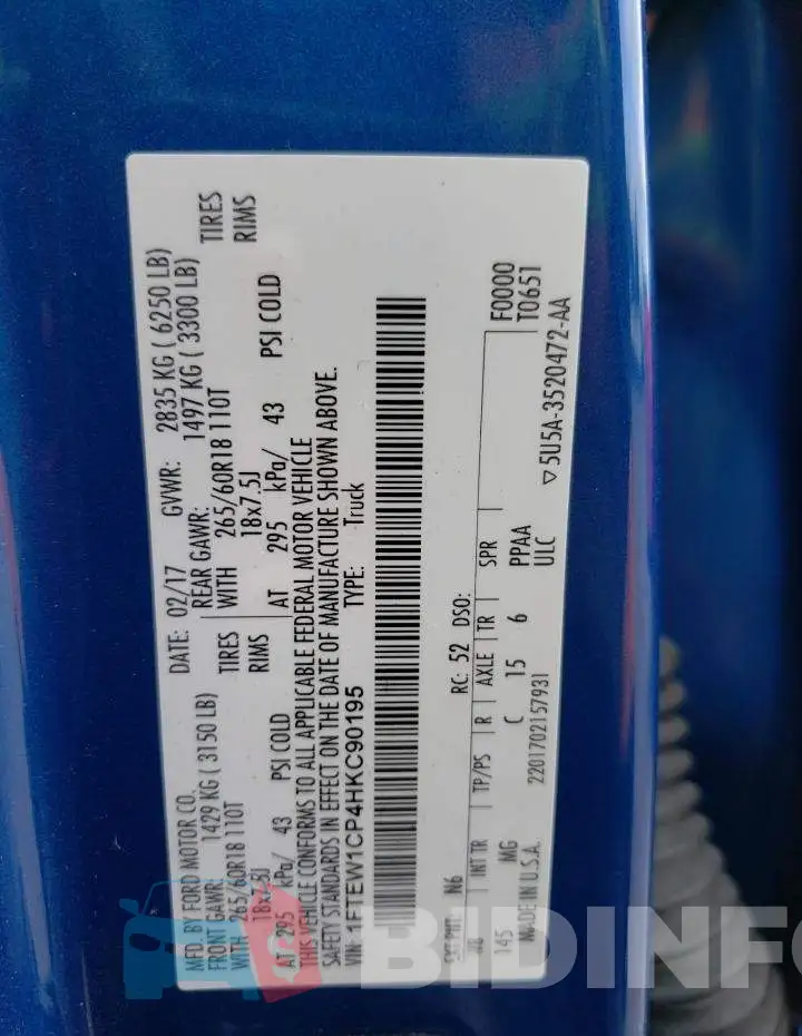 1FTEW1CP4HKC90195 Photo# 12