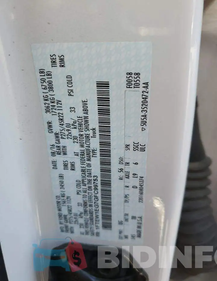 1FTEW1EG7GFC99753 Photo# 13