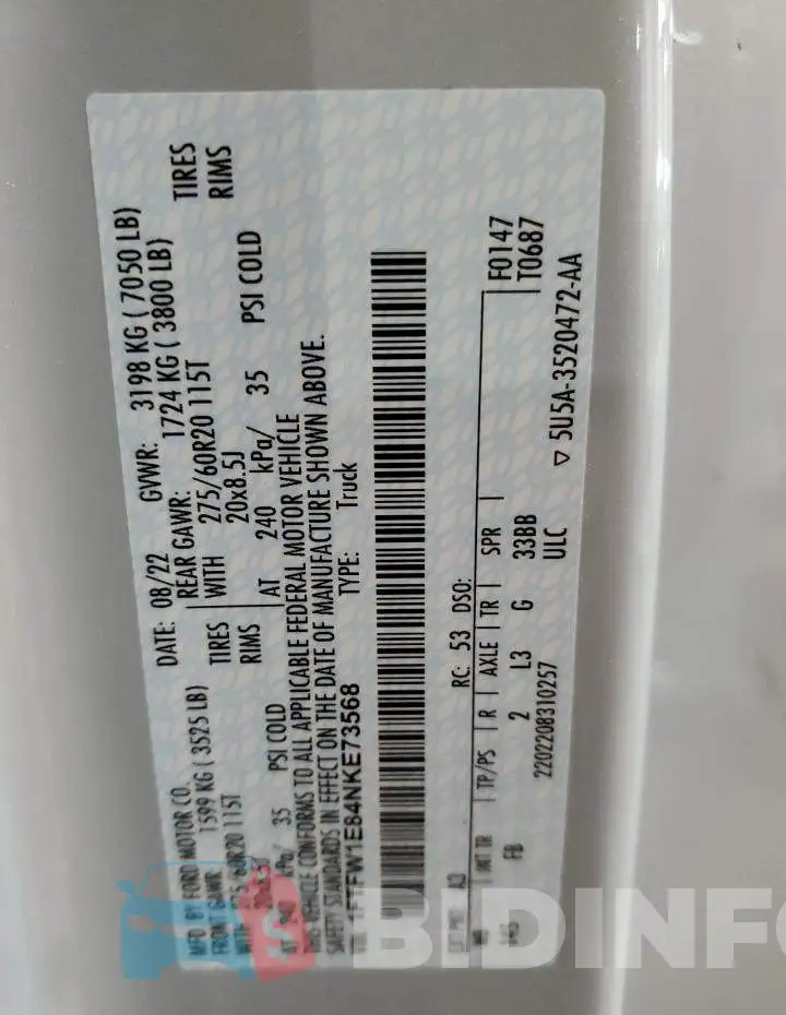 1FTFW1E84NKE73568 Photo# 12