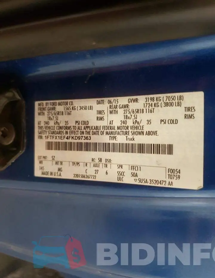 1FTFX1EF4FKD97363 Photo# 12