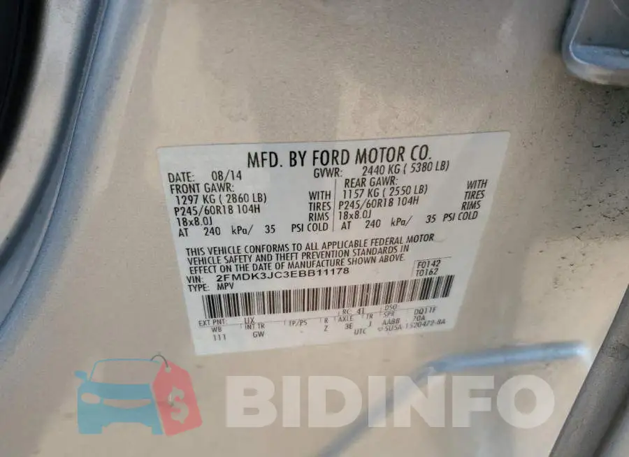 2FMDK3JC3EBB11178 Photo# 12