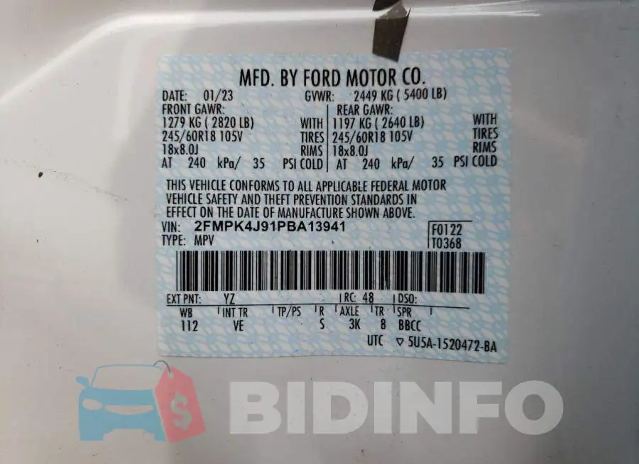 2FMPK4J91PBA13941 Photo# 13