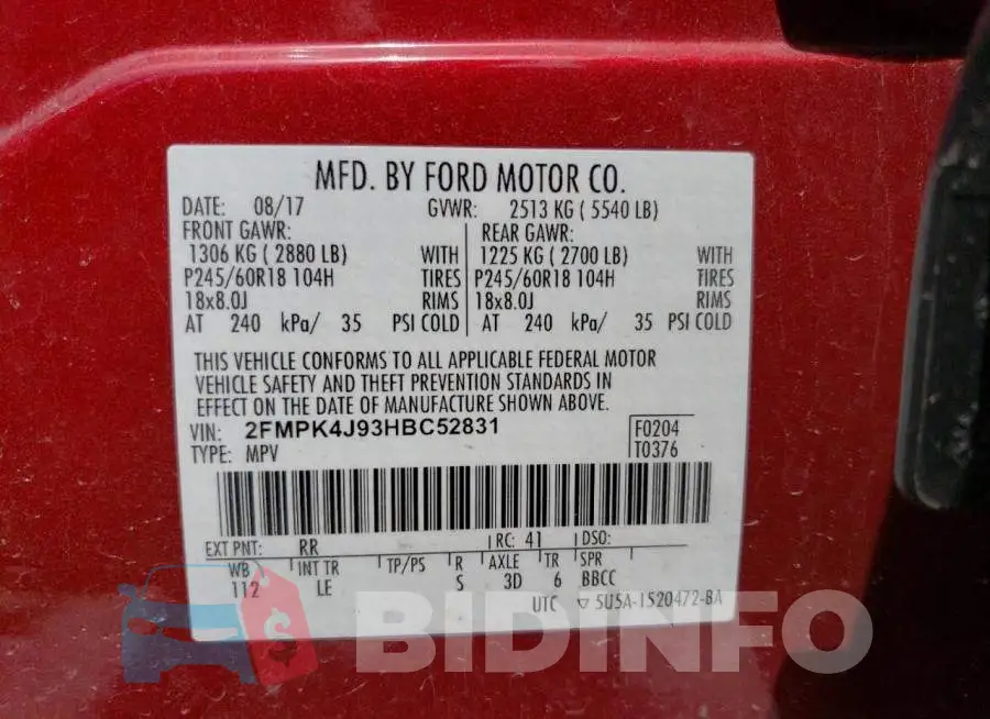 2FMPK4J93HBC52831 Photo# 12