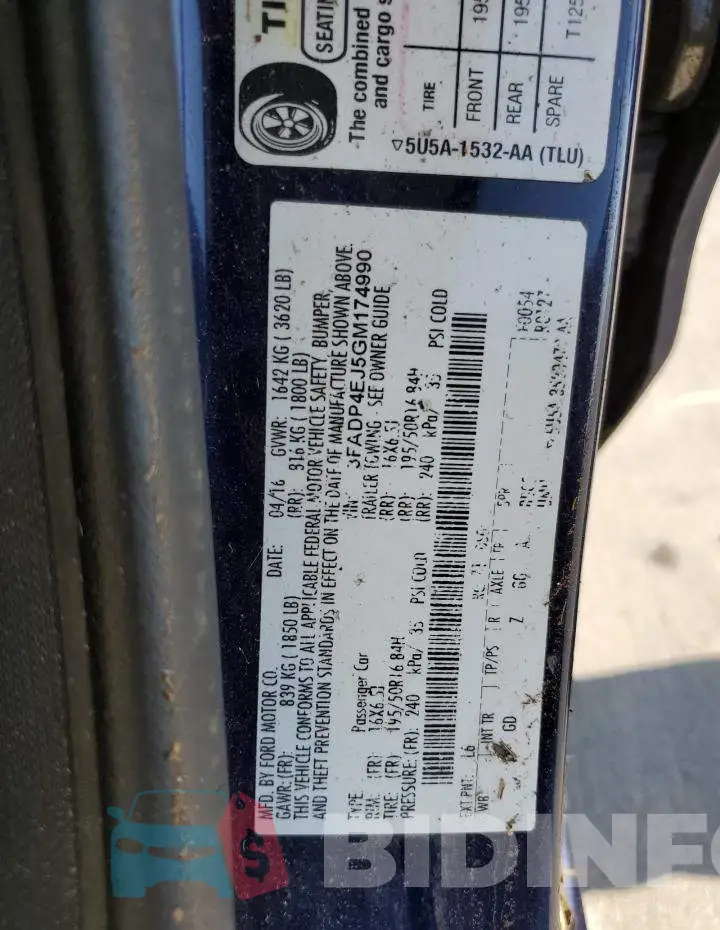 3FADP4EJ5GM174990 Photo# 12
