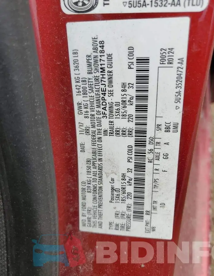 3FADP4EJ7HM171848 Photo# 12