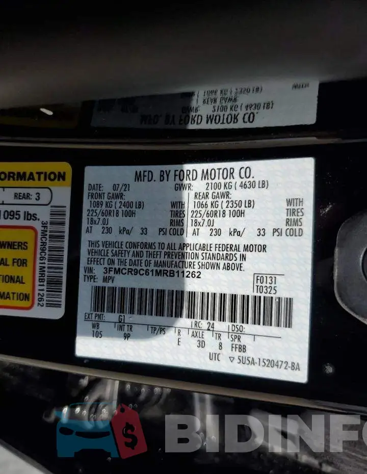 3FMCR9C61MRB11262 Photo# 13