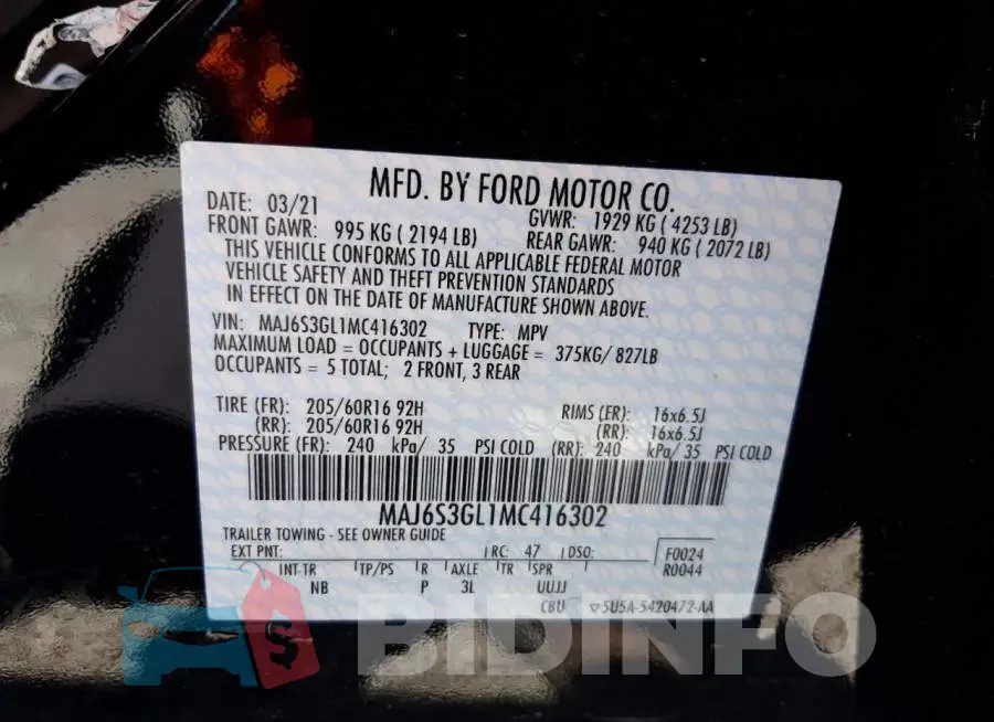 MAJ6S3GL1MC416302 Photo# 13