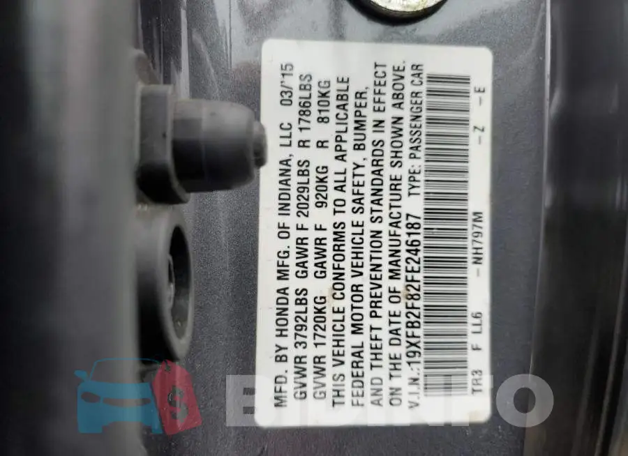 19XFB2F82FE246187 Photo# 12