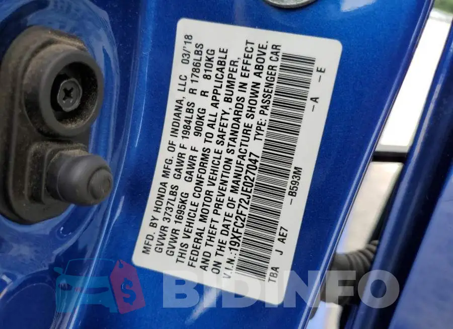 19XFC2F72JE027047 Photo# 13