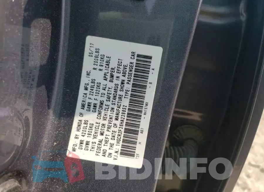 1HGCR2F36HA239852 Photo# 12