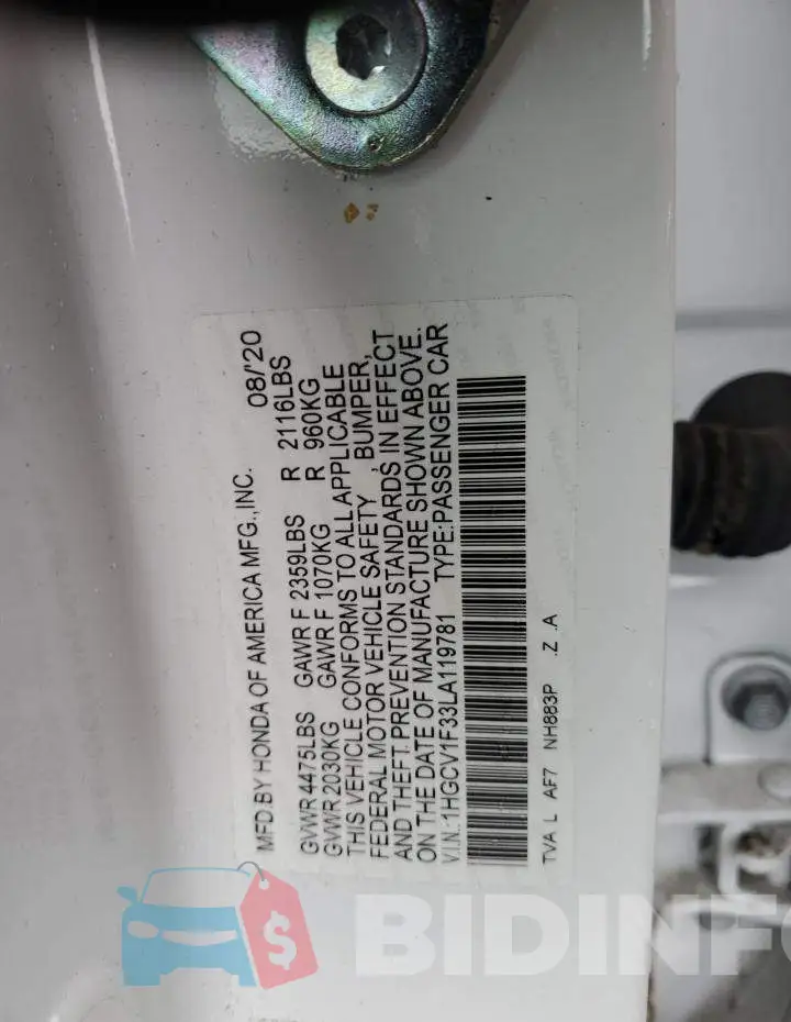 1HGCV1F33LA119781 Photo# 12