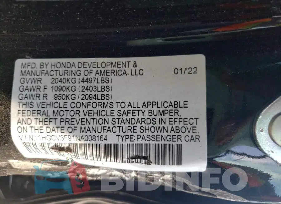 1HGCV3F91NA008164 Photo# 12
